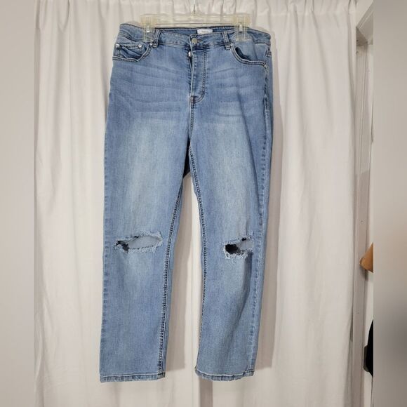 Forever 21 plus size button up cropped distressed jeans sz 1x - Picture 5 of 10